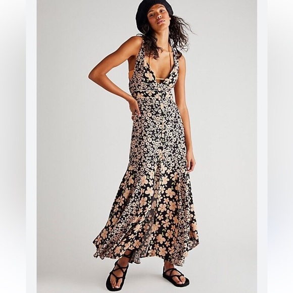 Free People Dresses & Skirts - Free People Dewberry Criss Cross Back Button Down Maxi Dress M/L